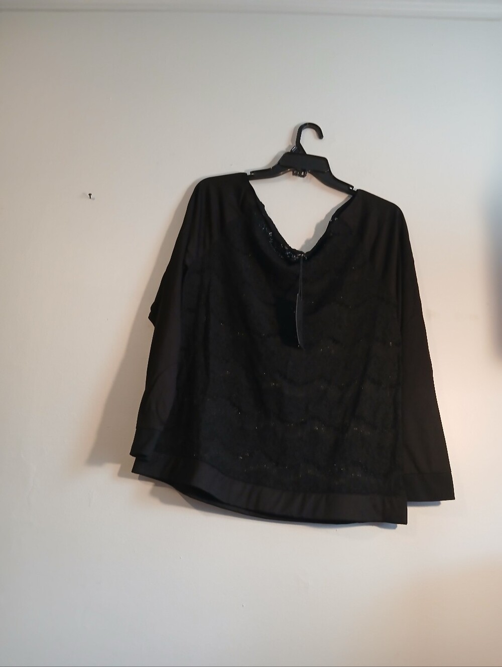 Poetic Justice Black Off The Shoulder Lace And Opaque Womens Top. Size 1X - Picture 2 of 9
